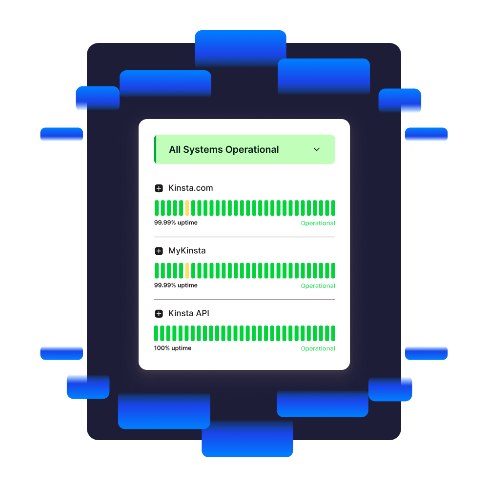 Screenshot showing MyKinsta uptime monitoring